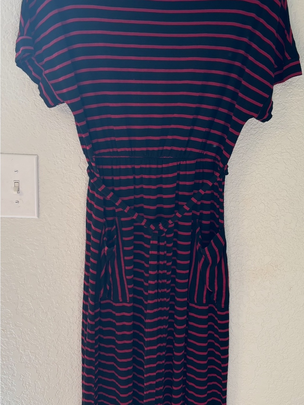 Chris & Carol striped short-sleeve midi dress pockets size M